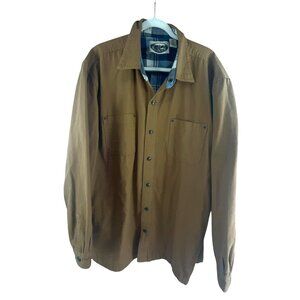 Backpacker Men's Canvas Plaid Flannel Button-Up Jacket 2XL Brown Cotton Outdoor